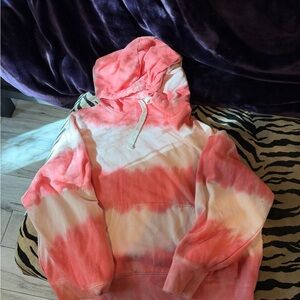 GAP Pink and White Tie-Dye Hoodie